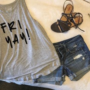 American Eagle shorts, Macys tank top